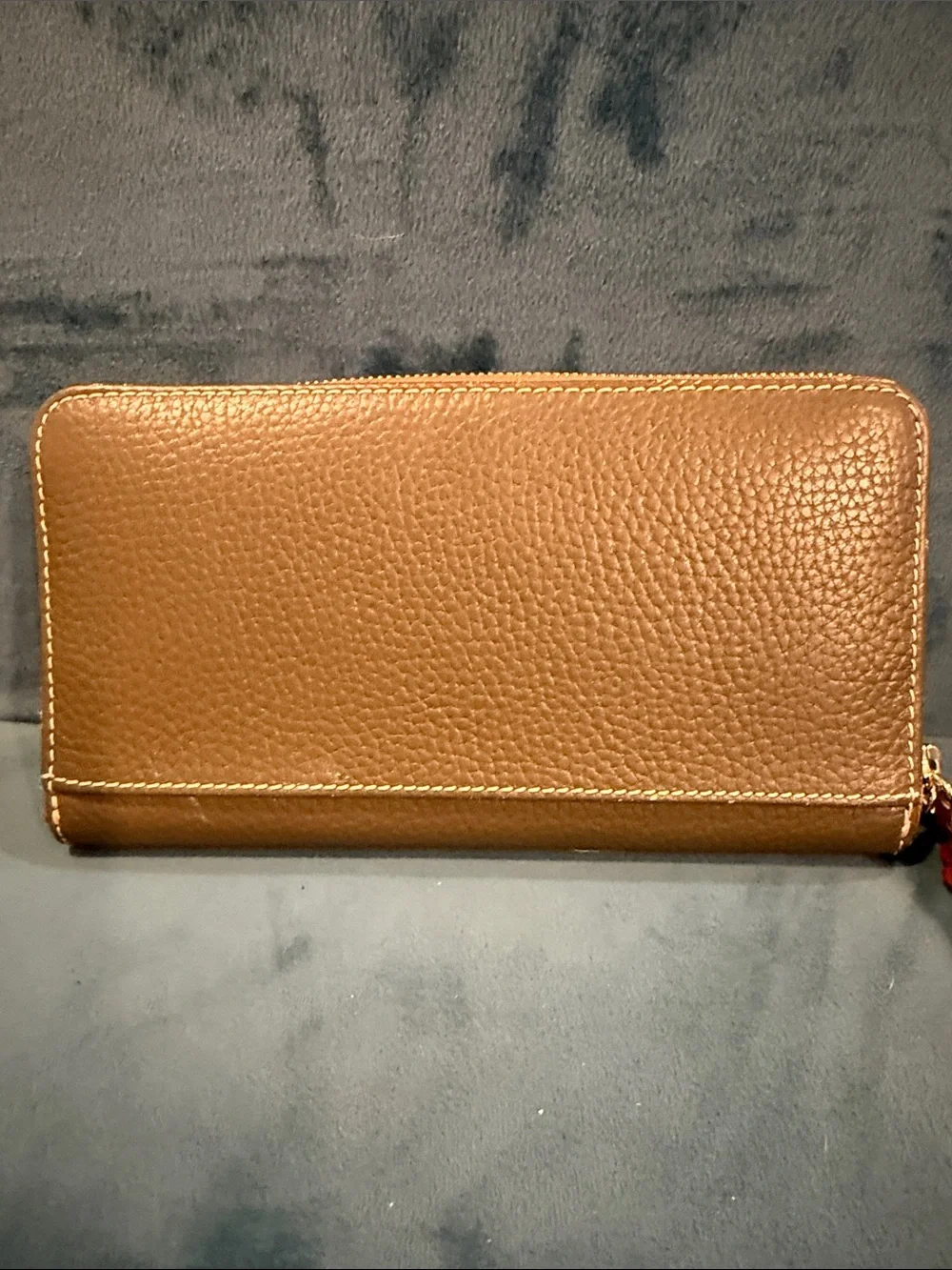 Dooney & Bourke Caramel Pebbled Leather Zip Wallet